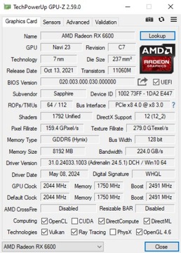 Видеокарта SAPPHIRE Radeon RX 6600 Pulse 8 ГБ