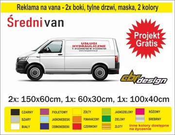 REKLAMA na ŚREDNIEGO VANA, BUSA naklejki - zestaw