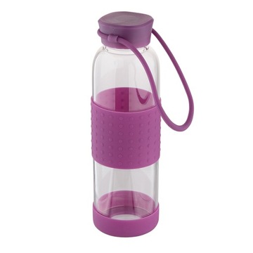 BUTELKA SZKLANA W SILIKONOWEJ OSŁONIE 550ML FIOLETOWA