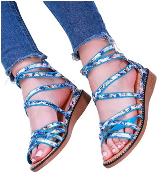 Buty damskie na lato Przewiewne płaskie sandały sandałki 14185