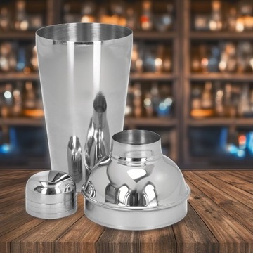 zestaw barmański do drinków wiaderko na lód shaker cooler barowy 4 el.