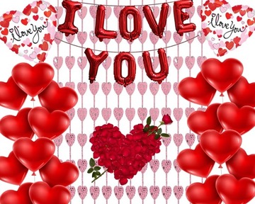 НАБОР УКРАШЕНИЙ ШАРАМИ «ДЕНЬ ВАЛЕНТИНА И ЛЮБЛЮ ТЕБЯ»