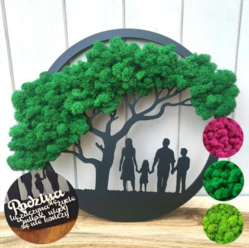Dekoracja DRZEWO ŻYCIA z mchem chrobotkiem RODZINA 45cm 6mm mech chrobotek