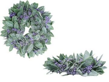 WIANEK RUSKUS NA STÓŁ DRZWI DEKORACJA BOHO FIOLETOWE KULECZKI 22 cm LIŚCIE