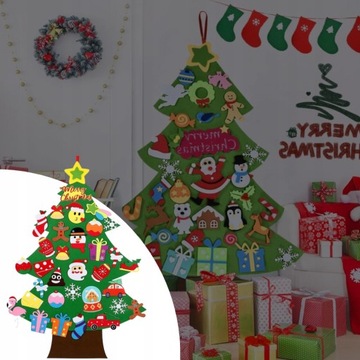 ЕЛКА ИЗ ВОЙЛА С УКРАШЕНИЯМИ ИЗ ВОЙЛА РОЖДЕСТВЕНСКАЯ ДЕТСКАЯ 34 ШТ 94см