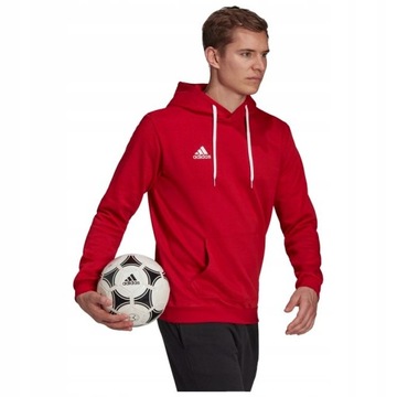 Bluza Sportowa Adidas Bawełniana Z Kapturem Ocieplana Czerwona Rozmiar S