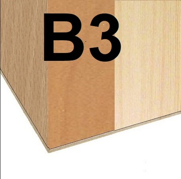 HDF 3mm B3 350x500 1STR BUK, OLCHA, SOSNA