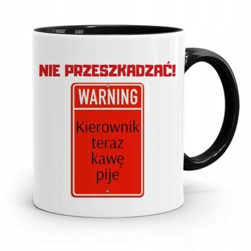 KUBEK CZARNY KIEROWNIKA NIE PRZESZKADZAĆ PREZENT z Nadrukiem ze Zdjęciem