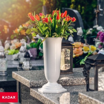 Ваза бутылка для кладбища могила могила белая 29 см.