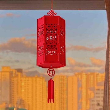 Ткань красного китайского фонарика не сплетенная выдалбливает удачливый стиль войлока б 3Д