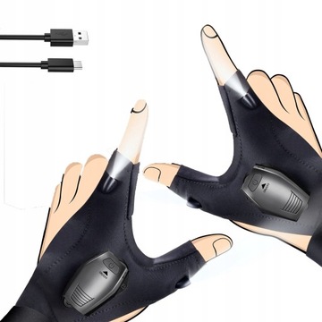 Светодиодный фонарик Рыболовные перчатки 2 шт + USB