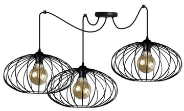 LAMPA WISZĄCA SUFITOWA ŻYRANDOL PAJĄK CORA 3 CZARNA LAMPY ŻYRANDOLE SALONU