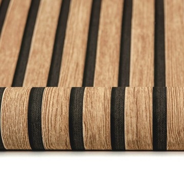 Tapeta Lamel Samoprzylepna Panele Ścienne 3D Okleina Lamele Brąz Drewno 10m