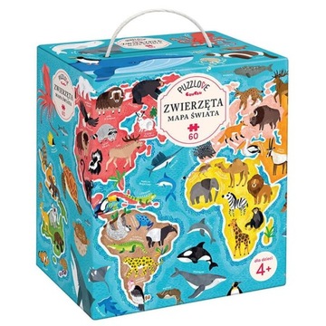 CZUCZU PUZZLOVE Puzzle Mapa Świata Zwierzęta 4+