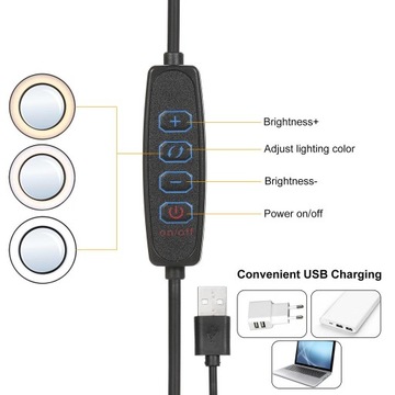 ОФИСНАЯ КОСМЕТИЧЕСКАЯ ЛАМПОЧКА РЕГУЛИРОВКА СВЕТОДИОДНОГО ОСВЕЩЕНИЯ USB АДАПТЕР 12ВТ СЕТЬ 5ВТ
