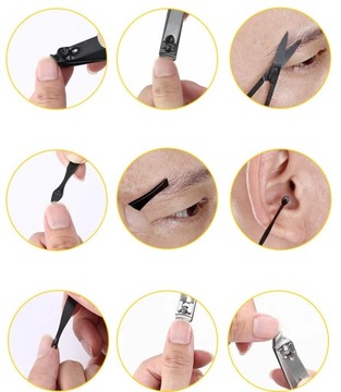 ZESTAW PRZYBORNIK DO MANICURE PEDICURE PAZNOKCI ETUI 16EL