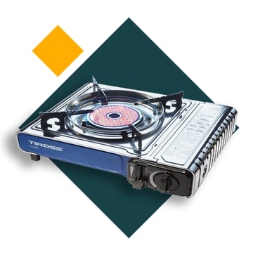 ТУРИСТИЧЕСКАЯ ГАЗОВАЯ ПЛИТА керамика TIROSS TS266 в ЧЕХОЛЕ + 4х КАРТРИДЖА