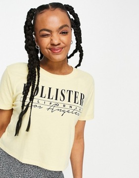 HOLLISTER ŻÓŁTY KRÓTKI T-SHIRT PRINT (XS)