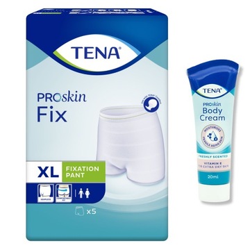 Majtki elastyczne do pieluch podpasek wkładek XL 5szt Krem ciała 20ml TENA