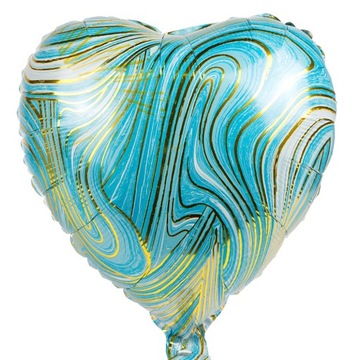 Balon Marmurkowy Foliowy Marble Serce Niebieski