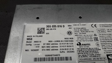 3G5035816D Радионавигация VW Passat B9 GOLF VIII