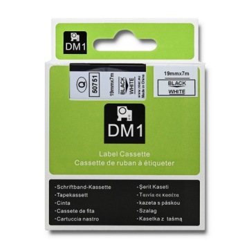 Лента для DYMO D1 45803,45808 19ммx7м белая/черная