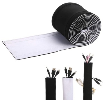 MASKOWNICA NA KABLE PRZEWODY OSŁONA NA RZEP 300CM CZARNA