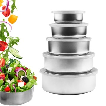 MISKA MISKI Z POKRYWKĄ KUCHENNA STALOWA GASTRONOMICZNA KOMPLET STAL 5SZT