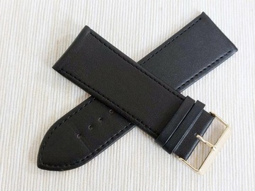 PASEK DO DAMSKIEGO ZEGARKA naturalna skóra 30 mm, XXL, czarny