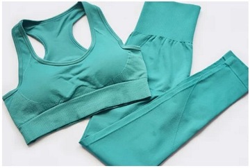 Damski komplet UniquYou Sky Blue M treningowy zestaw top legginsy HIT