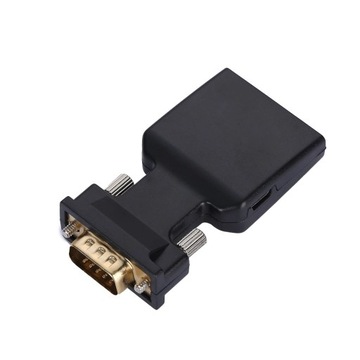 KONWERTER VGA D-SUB DO HDMI ADAPTER + AUDIO do monitora komputera laptopa