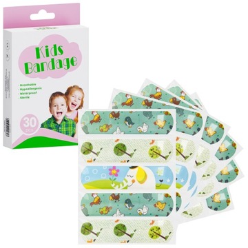 PLASTRY OPATRUNEK DLA DZIECI OPATRUNKOWE WODOODPORNE KOLOROWE 30SZT