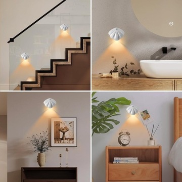 2X БЕСПРОВОДНЫЕ МАГНИТНЫЕ СВЕТОДИОДНЫЕ НАСТЕННЫЕ ЛАМПЫ В ФОРМЕ ОБОЛОЧКИ С ДАТЧИКОМ ДВИЖЕНИЯ