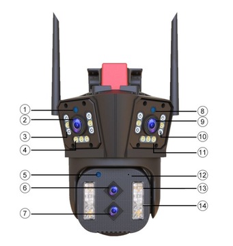 Внутренняя и уличная IP-камера 4 HD-объектива 10-кратный ZOOM WIFI 8K 355° PTZ