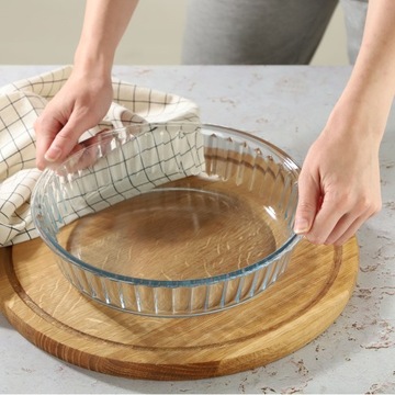 ВОЗДУХОУСТОЙЧИВАЯ СТЕКЛЯННАЯ ФОРМА ДЛЯ ВЫПЕЧКИ КРУГЛЫХ ПИРОЖКОВ 26 см