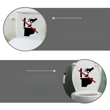 NAKLEJKA NA SEDESĘ TOALETOWĄ PRZYPOMNIENIE ZDEJMOWANA NAKLEJKA NA POKRYWĘ ZNAK OSTRZEGAWCZY