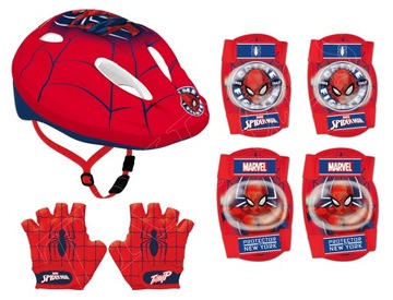 KASK ROWEROWY OCHRANIACZE RĘKAWICZKI SPIDERMAN