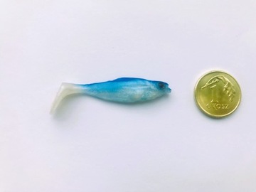 GUMA PRZYNĘTA ALPHA REAL FISH UKLEJA 3,5cm NIEBIESKA NA OKONIA PSTRĄGA