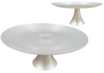 PATERA BIAŁA na nóżce szklana na ciasto tort owoce słodycze 28 cm