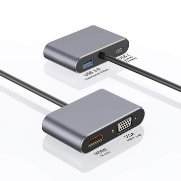 КОНЦЕНТР USB-C АДАПТЕР HDMI 4k VGA USB 3.0 PD