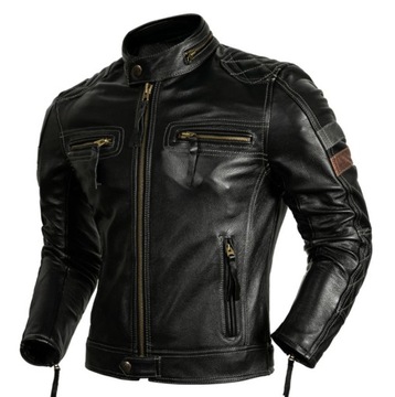 Męska Kurtka skórzana Biker Skóra naturalna S