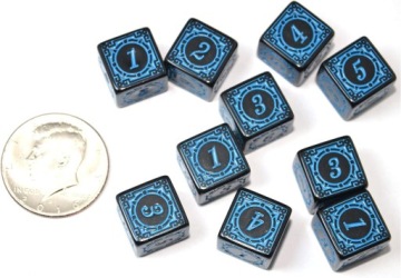 НАБОР ИЗ 10 ШЕСТИГРАННЫХ КУБИКОВ K6 RPG ХРАМ ВОДЫ 1,6 СМ