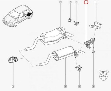 ПОДВЕСКА, ДЕРЖАТЕЛЬ ЗАДНЕГО ГЛУШИТЕЛЯ RENAULT CLIO II 2