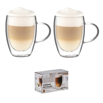 Szklanki termiczne z podwójną ścianką 340 ml 2 sztuki kawa latte cappuccino