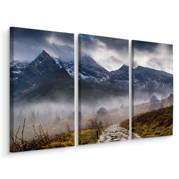 Obraz Tryptyk KRAJOBRAZ Górski we Mgle 3D 120x80