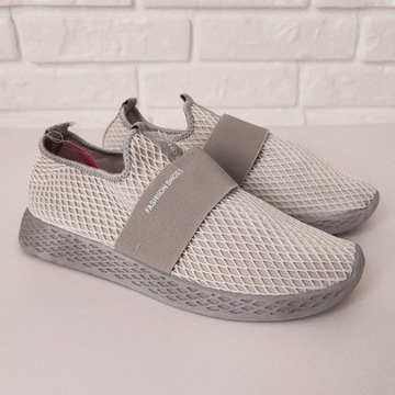 szare ADIDASY SPORTOWE damskie tekstylne z SIATECZKI elastyczne wsuwane_40