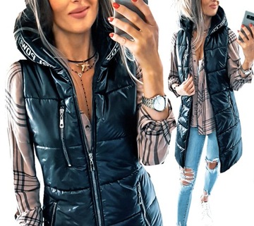 KAMIZELKA DŁUGA PIKOWANA BEZRĘKAWNIK Z NAPISAMI 2XL / 3XL