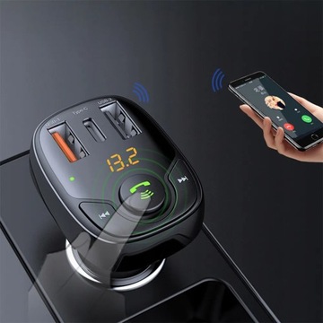 Передатчик FAST Зарядное устройство ROCK B301 Bluetooth 5.0 FM USB + USB-C QC 4.0