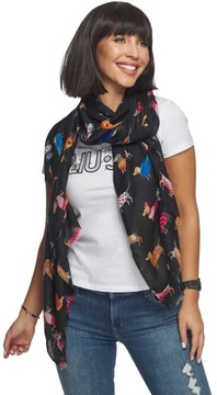 ШАРФ ЖЕНСКИЙ с разноцветными таксами и собачками, черный