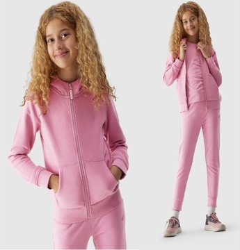 4F BLUZA DZIEWCZĘCA ROZPINANA Z KAPTUREM DRESOWA DZIECIĘCA